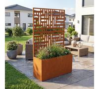 Cloison 'Bernalda' avec jardinière intégrée, structure en acier, dimensions 146 x 83 x 31 cm, finition aspect rouille