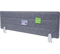 Cloison de bureau HWC-G76, protection visuelle de bureau Tableau d'affichage, insonorisation tissu/textile avec gaufrage ~ 100x30cm gris