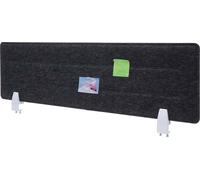Cloison de bureau HWC-G76, protection visuelle de bureau Tableau d'affichage, insonorisation tissu/textile avec gaufrage ~ 100x30cm noir