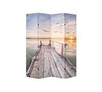 vidaXL Cloison de séparation 160 x 170 cm Bois massif Toile durable Design contemporain