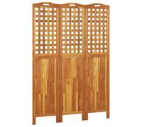 Cloison de Séparation 3 Panneaux 121,5x2x180 cm Bois d'Acacia | Paravent pliable, écran déco, bois dur tropical, séparateur chambre salon, mur de fond, rangement compact