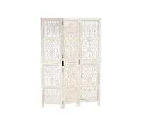 Cloison de séparation 3 panneaux Blanc 120x165 cm Bois manguier