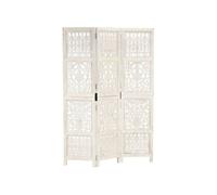 Cloison de séparation 3 panneaux Blanc 120x165 cm Bois manguier