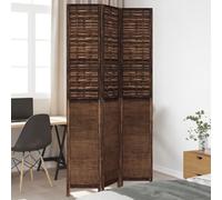 Cloison de Séparation 3 Panneaux Marron Foncé en Bois de Paulownia Massif | Paravent pliable, aspect brûlé élégant, charnières métalliques robustes, lattes bambou naturel, usage intérieur uniquement