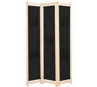 Cloison de séparation 3 panneaux Noir 120x170x4 cm Tissu Noir G