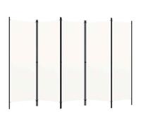 Cloison De Séparation 5 Panneaux Blanc 250x180 Cm Paravent Pliable Fer | Paravent autoportant, cadre fer enduit, pliage facile, écran tissu léger, déco intérieure chambre salon