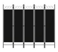 vidaXL Cloison de séparation 5 panneaux Noir 200x180 cm