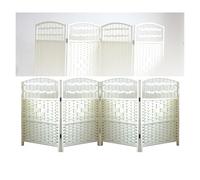 Cloison De Séparation Autoportante for Petite Pièce, Paravent Pliable en Fibre À Tissage Diamant Court, Paravent D'intimité Court en Bois for L'intérieur(120x40cm,4 Panels)