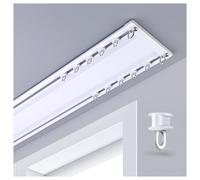 Cloison de séparation de pièce en aluminium - Système de plafond à double rail pour douche 6 mm ultra fin 2,6 m facile à suspendre et à déplacer (blanc)