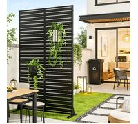 casa.pro Cloison de Séparation pour Extérieur Intérieur Paravent Séparateur de Pièces Panneau d'Intimité Design pour Délimiter Différentes Espaces Décoratif Acier Galvanisé 180 x 120 x 40 cm Noir