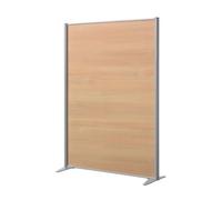 Cloison de séparation pleine B-Zen - L 122 x H 160 cm - Bois antibactérien hêtre - Pied fixe couleur aluminium - Cloisons de séparation - Bruneau