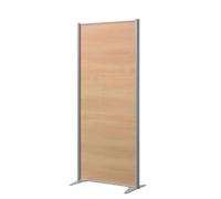 Cloison de séparation pleine B-Zen - L 81 x H 180 cm - Bois antibactérien hêtre - Pied fixe couleur aluminium - Cloisons de séparation - Bruneau