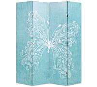 vidaXL Cloison de séparation Papillon Bleu 160 x 170 cm Bois massif pliable