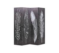 Cloison de séparation pliable 160 x 170 cm Plumes Noir et blanc