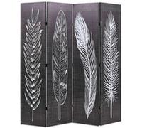 Cloison de séparation pliable 160 x 170 cm Plumes Noir et blanc Noir et Blanc G