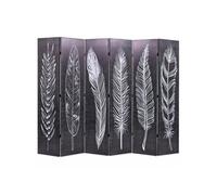 Cloison de séparation - vidaXL - Pliable - 228 x 170 cm - Noir et blanc - Plumes sophistiquées Noir G