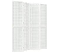 Cloison De Séparation Pliable 4 Panneaux 160x170 cm Blanc | Paravent japonais,bois de sapin massif,papier de riz shoji,design pliable,manuel de montage inclus