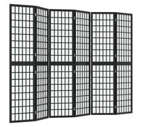 Cloison de Séparation Pliable 6 Panneaux 240x170 cm Noir | Paravent japonais,bois de sapin massif,papier de riz shoji,design pliable,séparation de pièce,écran de confidentialité