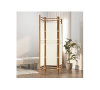 vidaXL Cloison de séparation pliante 3 panneaux 120 cm – Bambou et toile Blanc crème