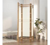 vidaXL Cloison de séparation pliante 3 panneaux 120 cm – Bambou et toile Blanc crème