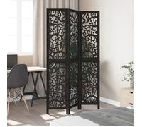 Cloison de séparation, pour chambre à coucher, pratique, 3 panneaux noir bois de paulownia massif - (105-110x200 cm) 8J77Ec