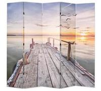 Cloison de séparation - vidaXL - 200 x 170 cm - Bois massif - Toile durable - Design contemporain Blanc G
