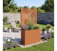 Cloison 'Malja' avec jardinière intégrée et support pour plantes grimpantes, en acier, dimensions 146 x 83 x 31 cm, couleur marron