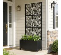 Cloison « Surnskoki » avec jardinière à roulettes en acier, 190 x 82 x 38 cm, gris anthracite