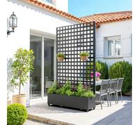 Cloison « Toma » avec jardinière en acier galvanisé 190 x 82 x 38 cm Noir