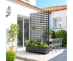 Cloison « Toma » avec jardinière en acier galvanisé 190 x 82 x 38 cm Noir
