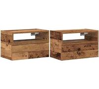 Cloris DesignMöbel Meubles de chevet muraux, lot de 2, aspect vieux bois 45x26x28,5cm - Tables et chevets DE440452