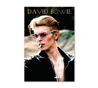 Close Up David Bowie Poster - Portrait emblématique des années 70 avec lunettes de soleil - Tableau mural musical grand format 61 × 91,5 cm - Impression d'art rock rétro pour les fans