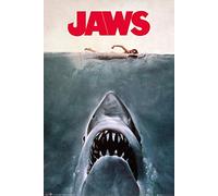 Close Up Der Weiße Hai Poster Jaws Key Art (61cm x 91,5cm) + 2 tringles Noires avec Suspension