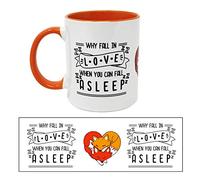 Close Up Tasse amusante avec inscription « Why Fall in Love » Renard - Blanc - Couleur : blanc Intérieur orange 320 ml