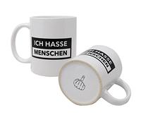 Close Up Tasse amusante - Je déteste les gens - avec impression du sol au majeur - Cadeau pour misanthropes, collègues, amis, muffel du matin - Tasse à café blanche