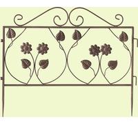 Clôture à enficher "Fleur" en métal, brun, 57x45 cm, clôture décorative, clôture de jardin, clôture de parterre, clôture décorative