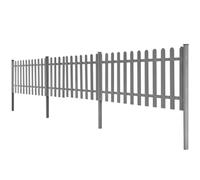 Clôture à Piquets avec Poteaux 3 pcs WPC 600x60 cm | Composite plastique bois, résistante eau et pourriture, style rustique, panneaux redimensionnables, jardin patio terrasse