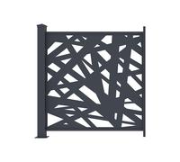 Clôture à poser en aluminium à motif géométrique en découpe laser - Kit extension - H114 x L110 cm - Anthracite - NATAFO