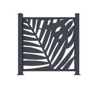 Clôture à poser en aluminium à motif tropical en découpe laser - Kit de départ - H114 x L118 cm - Anthracite - TOGIRO