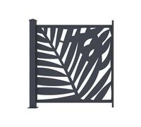 Clôture à poser en aluminium à motif tropical en découpe laser - Kit extension - H114 x L110 cm - Anthracite - TOGIRO