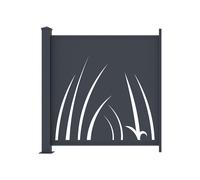 Clôture à poser en aluminium à motif végétal en découpe laser - Kit extension - H114 x L110 cm - Anthracite - BRAMENO