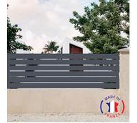 Clôture aluminium 6 lames modèle ajouré en kit Dimensions L.2107mm (poteaux compris) X H.675mm couleurs Gris RAL 7016