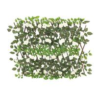 Clôture d' extensible avec fausses feuilles décoratives | Clôture de fond en fausse rose pour jardin, balcon, terrasse, arrière-cour, brise-vue extensible, treillis vert artificiel