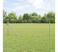 Clôture De Champ Vidaxl 0.8x50 M Acier Galvanisé, Poteaux De Clôture Vidaxl 13 Pcs Ø32 Mm 120 Cm Acier Galvanisé