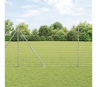 Clôture De Champ Vidaxl 1,6x25 M En Acier Galvanisé, Poteaux De Clôture Vidaxl Avec Piquets 13 Pcs Ø32 Mm 180 Cm Acier Galvanisé