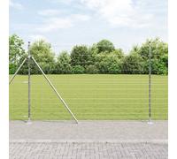 Clôture De Champ Vidaxl 1,6x50 M En Acier Galvanisé, Poteaux De Clôture Vidaxl Avec Plaques De Base 13 Pcs Ø32mm 88,5cm En Acier Galvanisé
