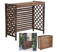 Clôture de climatiseur, clôture de poubelle, Support de fleurs for climatiseur, grilles extérieures en bois massif for climatiseurs et pompes à chaleur, couvercle caché for climatiseur autonome(85x35x