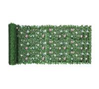 Clôture de confidentialité en lierre artificiel, 3 m x 1 m, haie décorative en rouleau de feuilles de lierre artificiel avec fleurs artificielles, protection UV pour mur, balcon, jardin, extérieure
