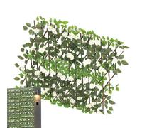 Clôture de feuilles artificielles extensibles et imperméables | Clôture de fond en fausse rose pour jardin, balcon, terrasse, arrière-cour, brise-vue extensible, treillis vert artificiel