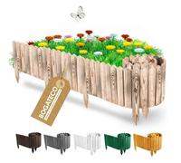 Clôture de jardin - BOGATECO - Bordure 200 x 40 cm - Bois d'épicéa - Finition brûlé - Fil galvanisé 1,8 mm